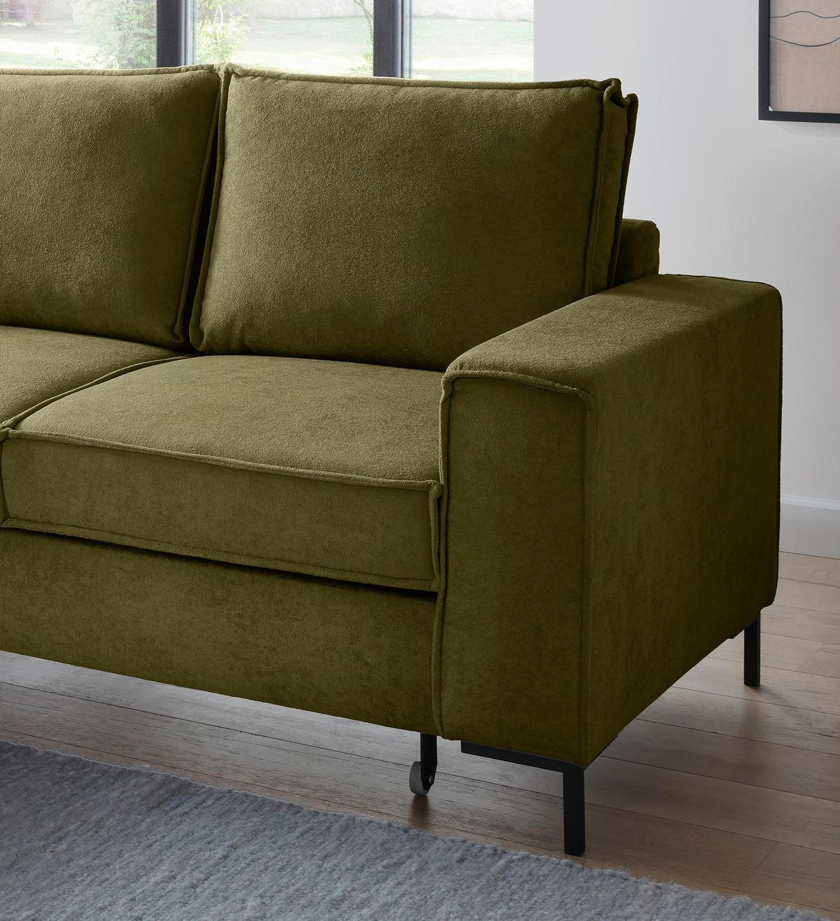 ROHOVÁ SEDAČKA, textil, zelená - černá/zelená, Moderní, kov/textil (150/240cm) - Livetastic