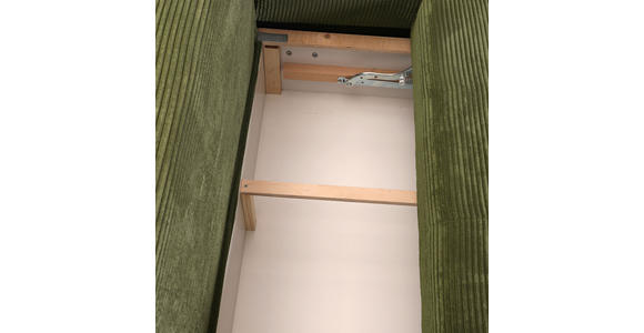 ECKSOFA Olivgrün Cord Zierkissen, Rückenkissen, Bettkasten, Schlaffunktion, Rücken echt  - Eichefarben/Olivgrün, KONVENTIONELL, Holz/Textil (276/177cm) - Carryhome