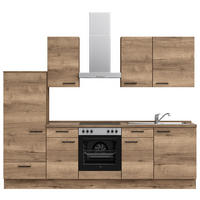 KÜCHENBLOCK 270 cm   in Eiche dunkel  - Eiche dunkel/Eichefarben, MODERN, Holzwerkstoff/Metall (270cm) - Nobilia