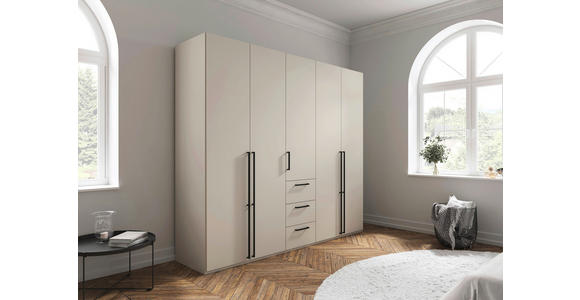 DREHTÜRENSCHRANK 251/235/61 cm,  in Champagner, 5-türig  - Champagner/Schwarz, Basics, Holzwerkstoff/Metall (251/235/61cm) - Novel