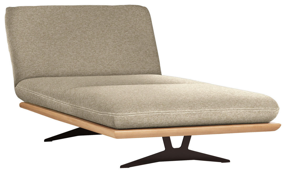 OTTOMANE Palermo Webstoff Eichefarben, Beige  - Eichefarben/Beige, Design, Holz/Textil (114/92/165cm) - Dieter Knoll