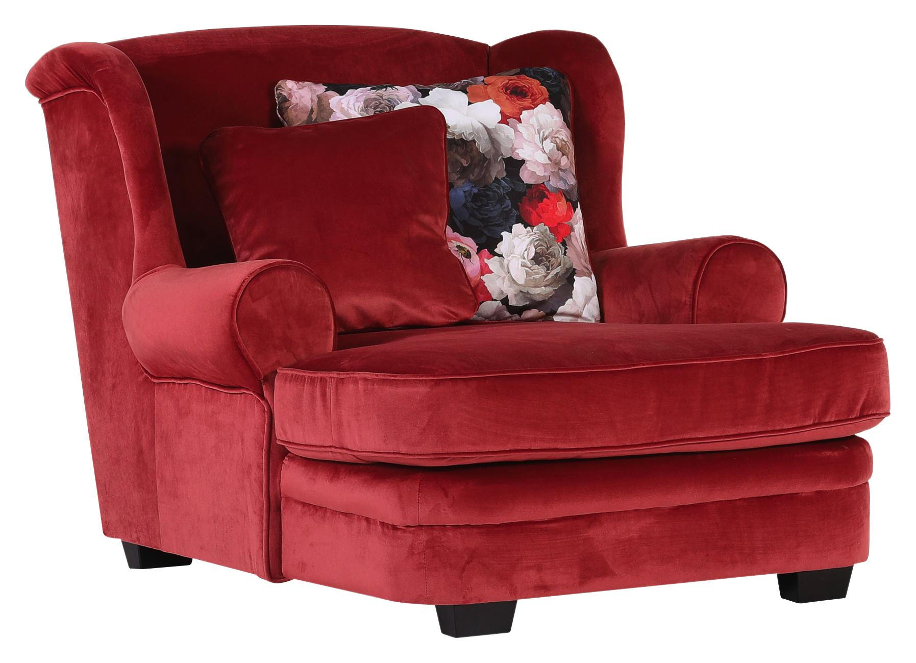 Ohrensessel in Textil Rot