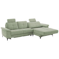 SEDEŽNA GARNITURA, gladka tkanina zelena  - barve kroma/zelena, Konvencionalno, leseni material/tekstil (296/87/162cm) - Pure Home Comfort