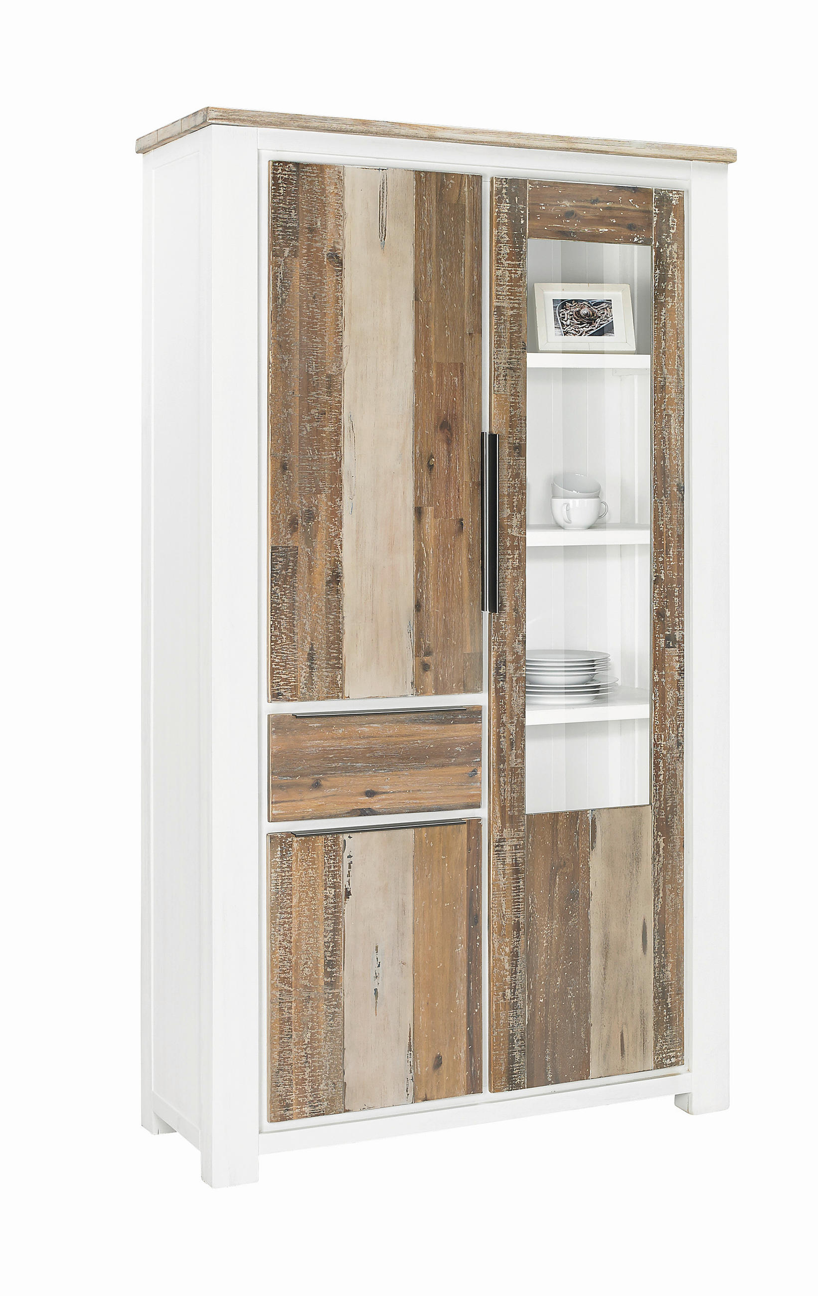 VITRIN tömör akácia fehér, akáciaszínű  - akáciaszínű/fehér, Lifestyle, faalapú anyag/üveg (115/200/45cm) - Landscape