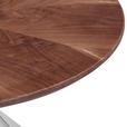 COUCHTISCH Ligneo Walnuss furniert 90/90/41 cm rund Walnussfarben  - Edelstahlfarben/Walnussfarben, Design, Holz/Metall (90/90/41cm) - Novel