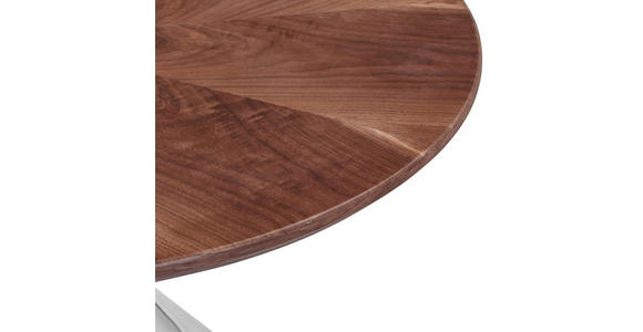 COUCHTISCH Ligneo Walnuss furniert 90/90/41 cm rund Walnussfarben  - Edelstahlfarben/Walnussfarben, Design, Holz/Metall (90/90/41cm) - Novel