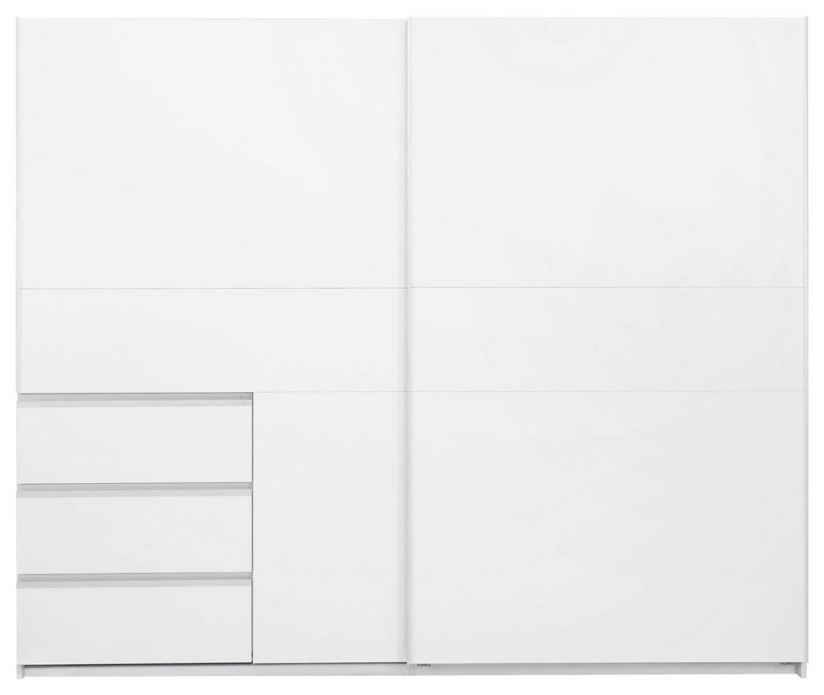SCHIEBETÜRENSCHRANK 250/205/61,5 cm 2-türig Weiß  - Weiß, MODERN, Holzwerkstoff/Metall (250/205/61,5cm) - MID.YOU