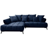 HÖRNSOFFA i chenille mörkblå  - svart/mörkblå, Modern, metall/textil (184/262cm) - MID.YOU