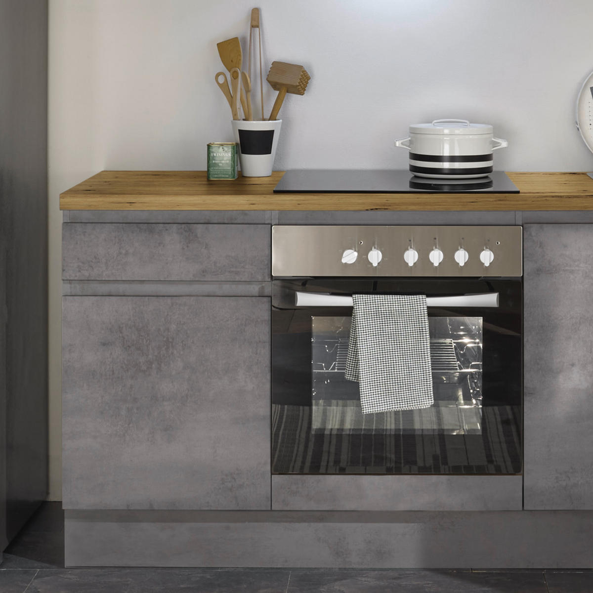 KÜCHENLEERBLOCK 220 cm   in Anthrazit, Grau, Eiche Artisan  - Anthrazit/Eiche Artisan, Design, Holzwerkstoff (220cm) - MID.YOU