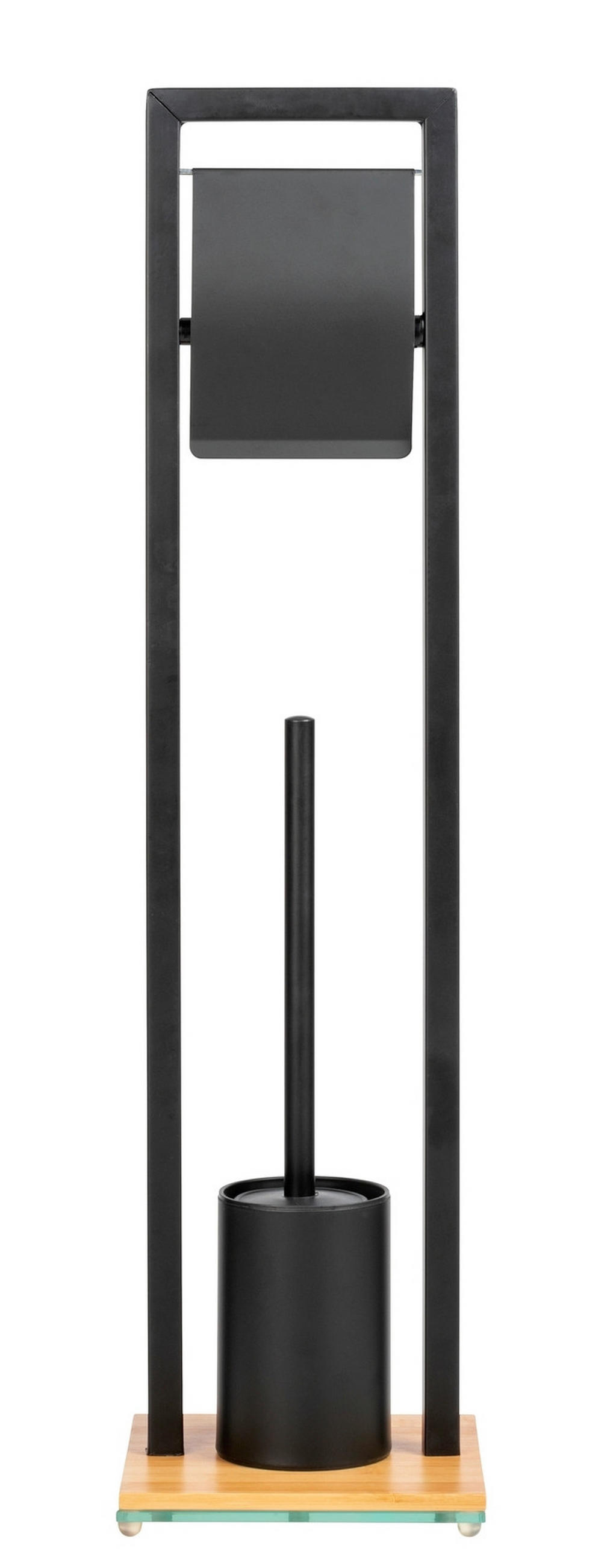 WC-BÜRSTENKOMBINATION in Holz, Metall    - Schwarz/Braun, Basics, Holz/Metall (10/69/19cm) - Wenko