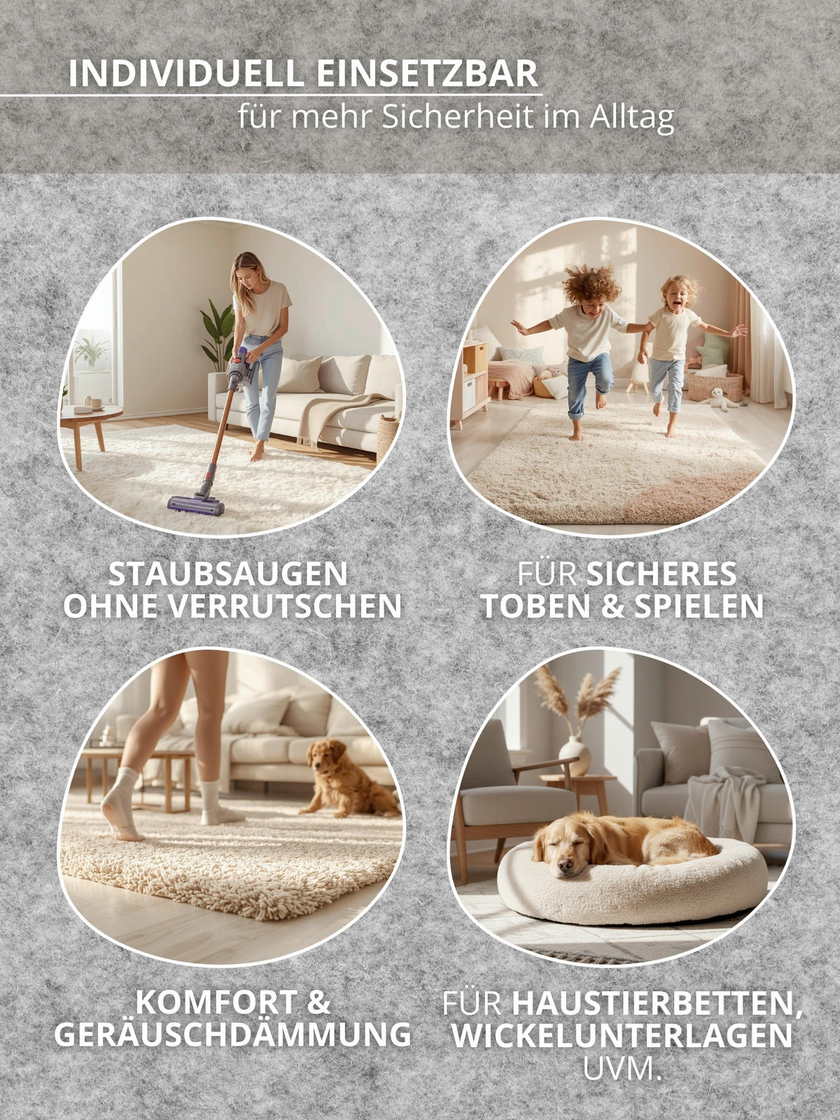 UNTERLAGSMATTE 240/330 cm  - Hellgrau, Basics, Textil (240/330cm) - Hanse Home