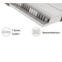 TASCHENFEDERKERNMATRATZE 180/200 cm, Höhe ca.: 25 cm, H3 = fest, 7-Zonen - Creme/Weiß, Trend, Textil (180/200cm) - Esposa
