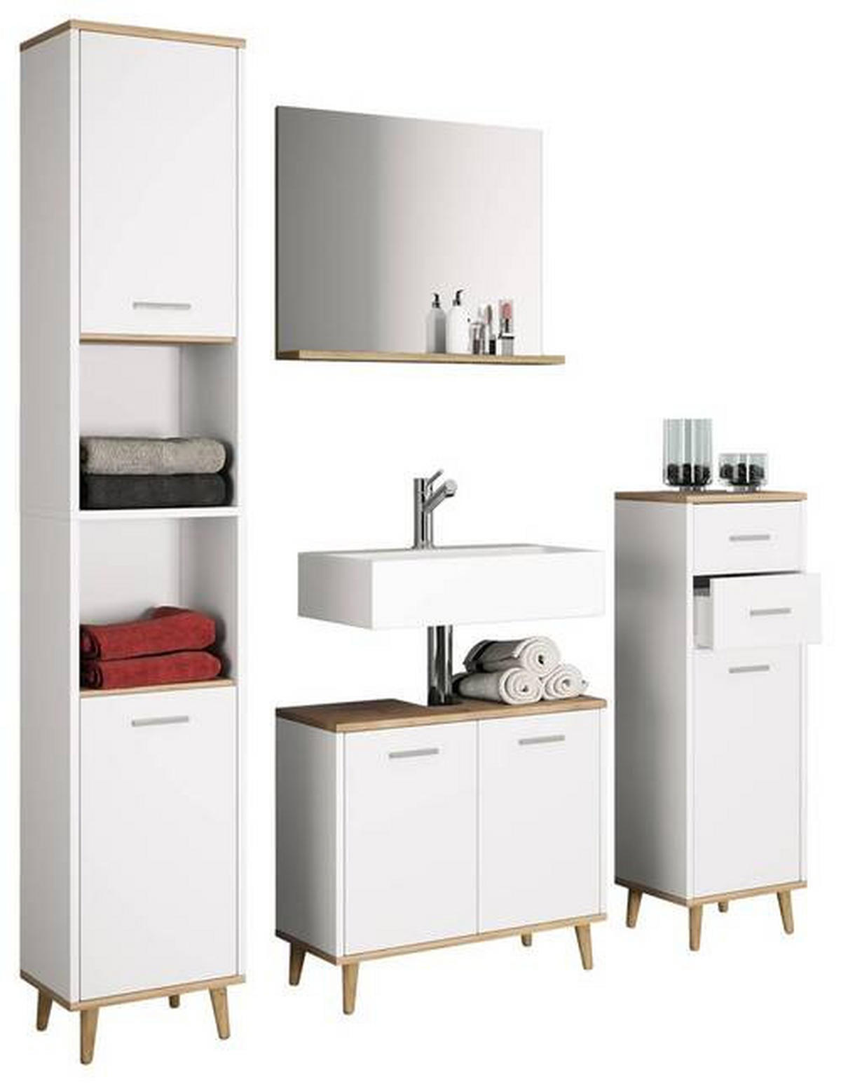 BADEZIMMER  in 124 cm  - Honigeiche/Weiß, MODERN, Holzwerkstoff (124cm) - MID.YOU