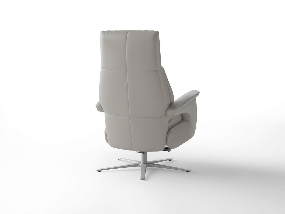 RELAXAČNÍ KŘESLO, kůže, světle šedá - barvy stříbra/světle šedá, Basics, kov/kůže (75/110/85cm) - Sit & More