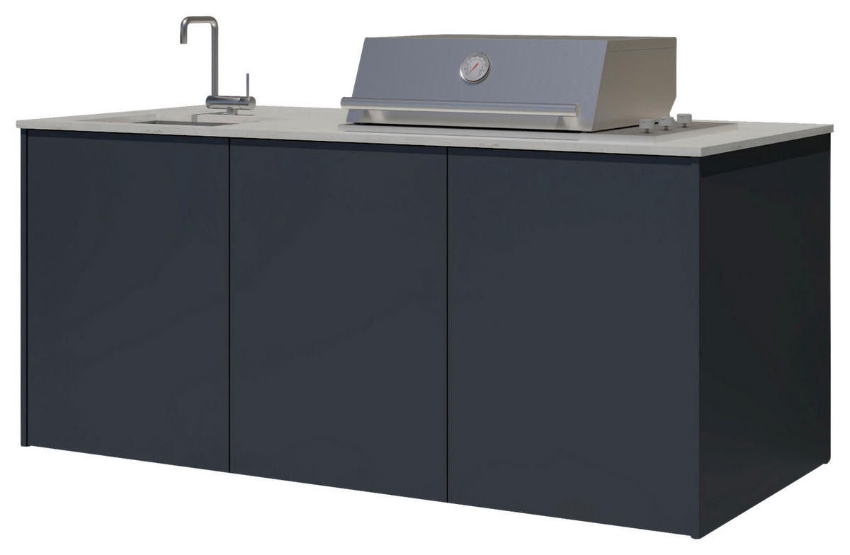 OUTDOORKÜCHE  - Sandfarben/Anthrazit, Basics, Keramik/Metall (198/117-123/78,3cm) - Dieter Knoll