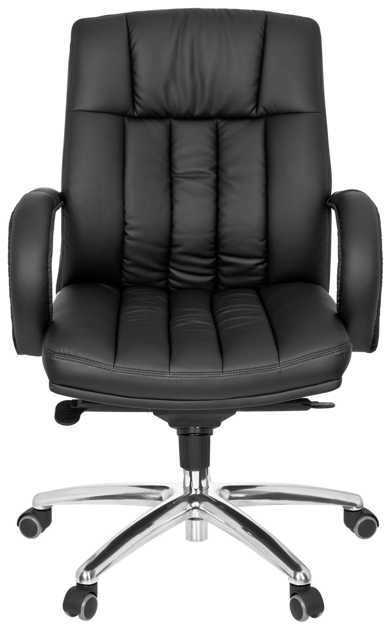 CHEFSESSEL Lederlook Schwarz  - Silberfarben/Schwarz, Basics, Kunststoff/Textil (62/113/59cm) - MID.YOU