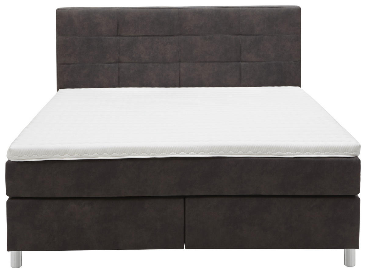 BOXSPRINGBETT 180/200 cm  in Schlammfarben  - Chromfarben/Schlammfarben, Konventionell, Kunststoff/Textil (180/200cm) - Voleo
