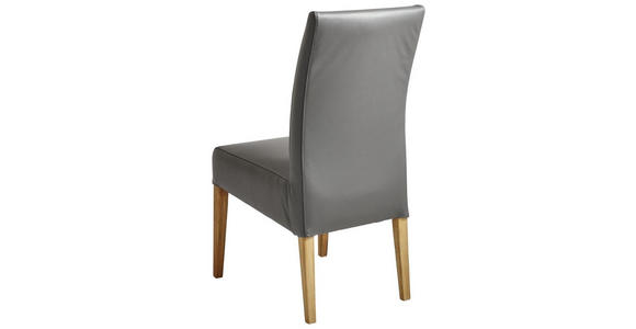 STUHL in Leder Grau - Eichefarben/Grau, KONVENTIONELL, Leder/Holz (48/97/63cm) - Cantus