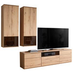 WOHNWAND  in Buchefarben  255/215/45 cm  - Buchefarben/Schwarz, KONVENTIONELL, Glas/Holzwerkstoff (255/215/45cm) - Venda