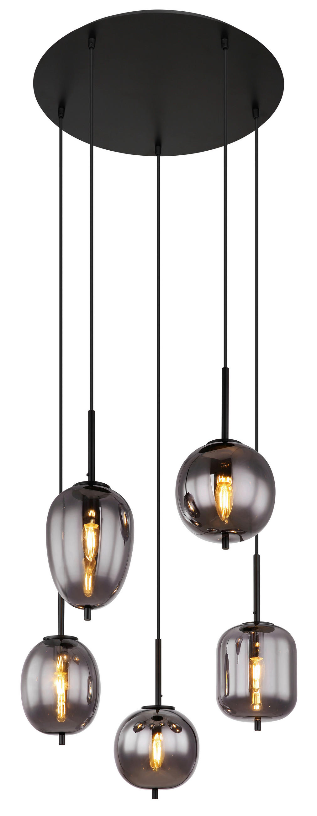 HÄNGELEUCHTE 57,5/150 cm    - Schwarz, Design, Glas/Metall (57,5/150cm) - Globo