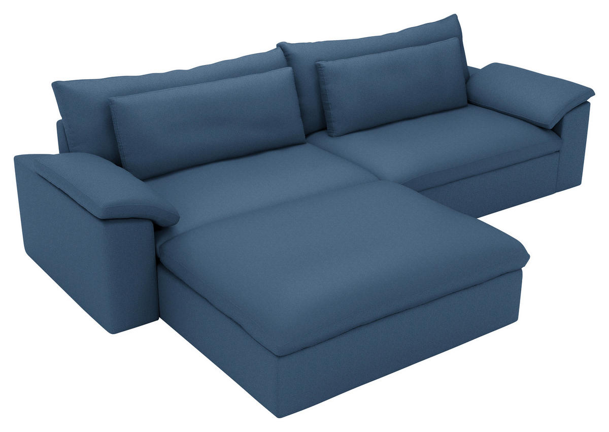 ECKSOFA  Chenille Dunkelblau  - Schwarz/Dunkelblau, Modern, Kunststoff/Textil (198/306cm) - Carryhome
