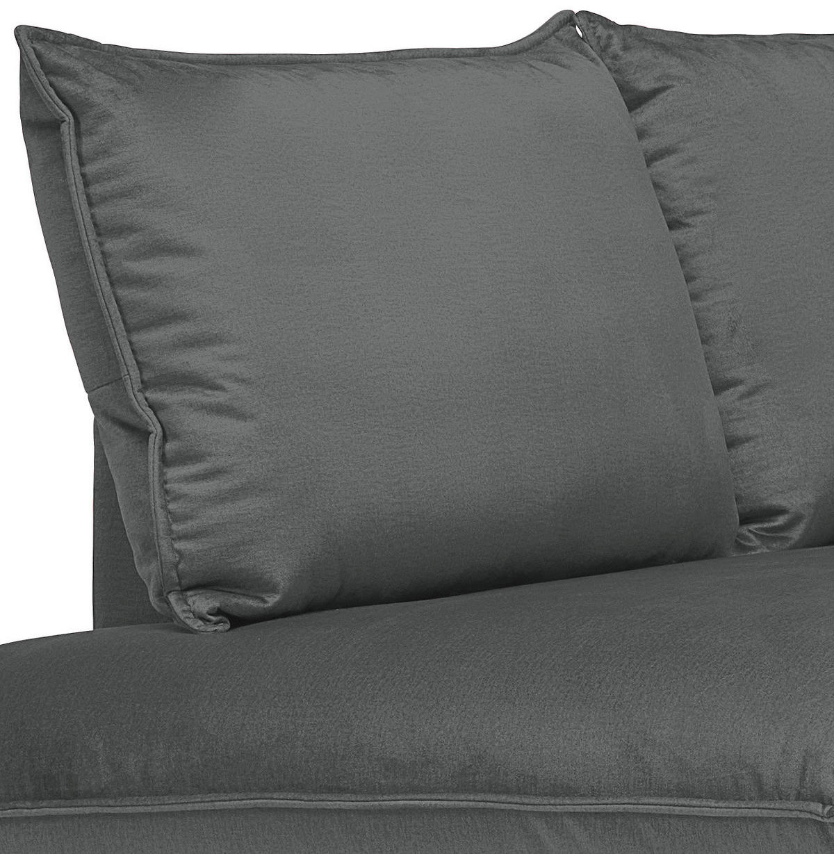 ECKSOFA Dunkelgrau Samt  - Dunkelgrau/Schwarz, Design, Textil/Metall (200/241cm) - Carryhome