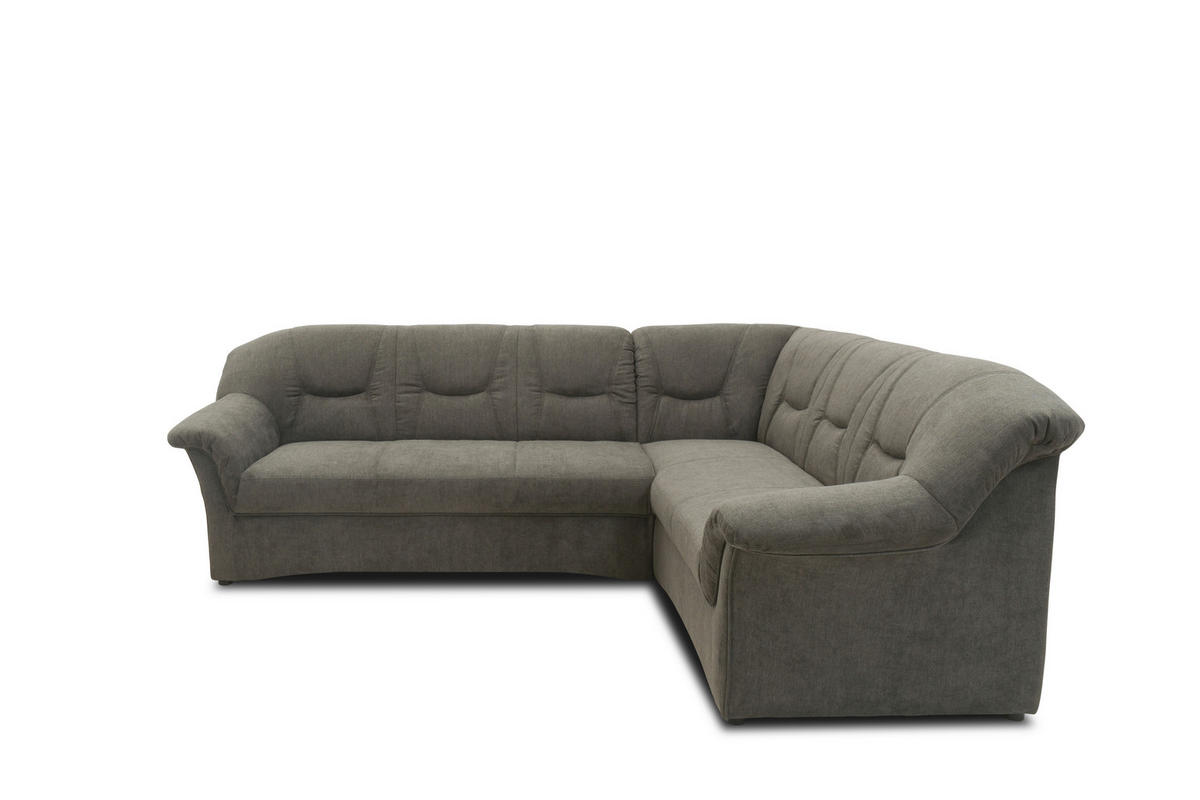 ECKSOFA Greige Mikrofaser  - Greige/Schwarz, KONVENTIONELL, Kunststoff/Textil (240/190cm) - MID.YOU