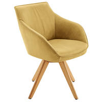 ARMLEHNSTUHL in Holz, Leder Gelb, Eichefarben  - Eichefarben/Gelb, Design, Leder/Holz (60/84/67cm) - Koinor