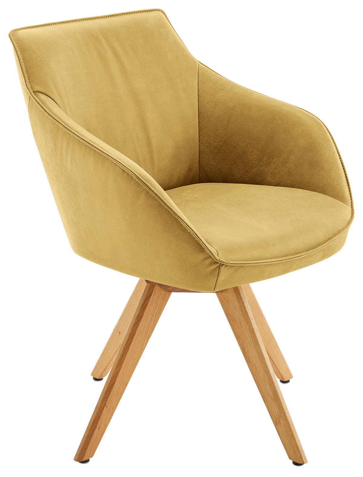 ARMLEHNSTUHL in Holz, Leder Gelb, Eichefarben  - Eichefarben/Gelb, Design, Leder/Holz (60/84/67cm) - Koinor