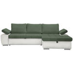 ECKSOFA  in Flachgewebe Weiß, Olivgrün  271/175 cm  - Weiß/Olivgrün, Design, Kunststoff/Textil (271/175cm) - Xora