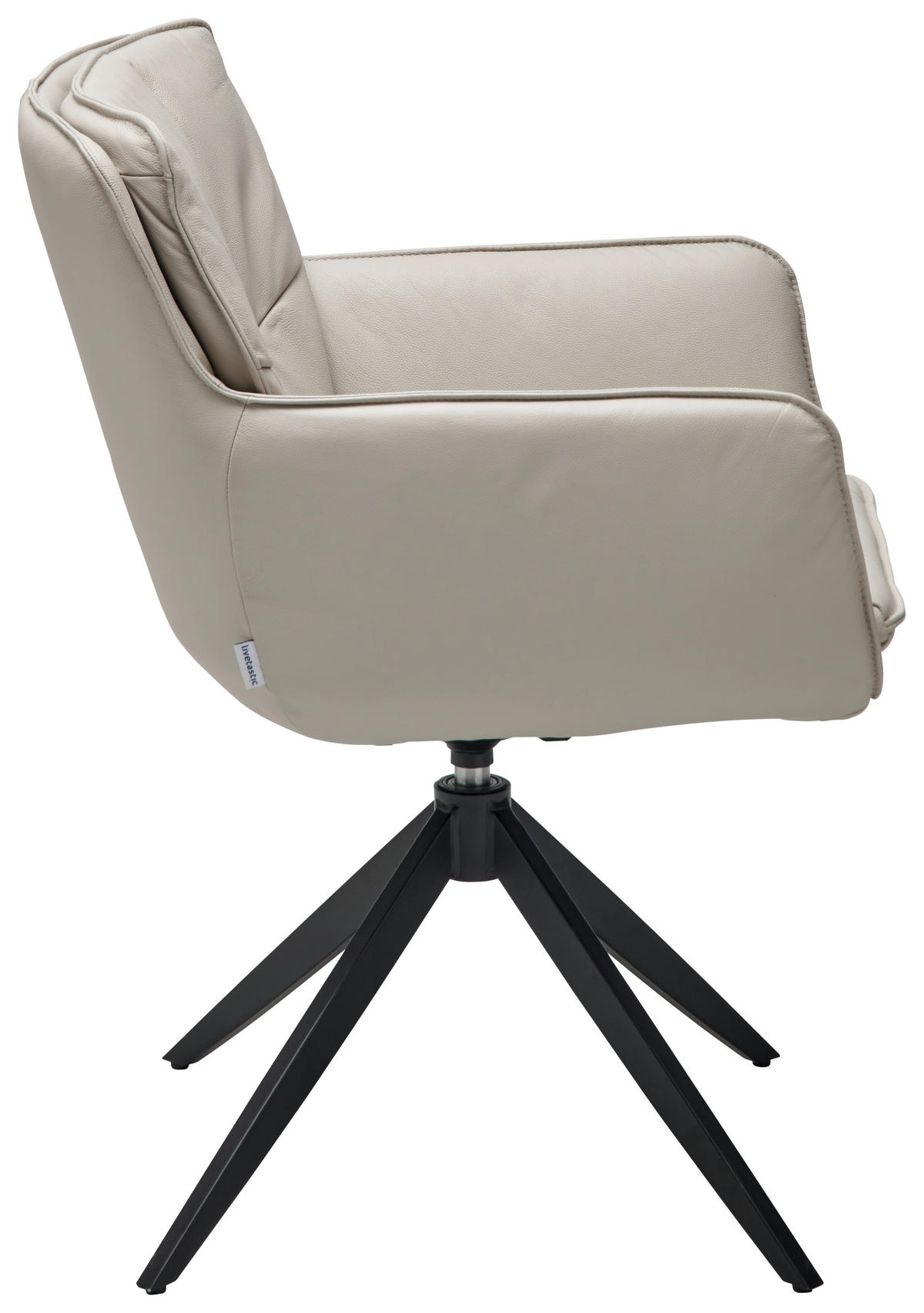 ARMLEHNSTUHL  in Stahl Echtleder pigmentiert  - Beige/Schwarz, Design, Leder/Metall (59/87/64.5cm) - Livetastic