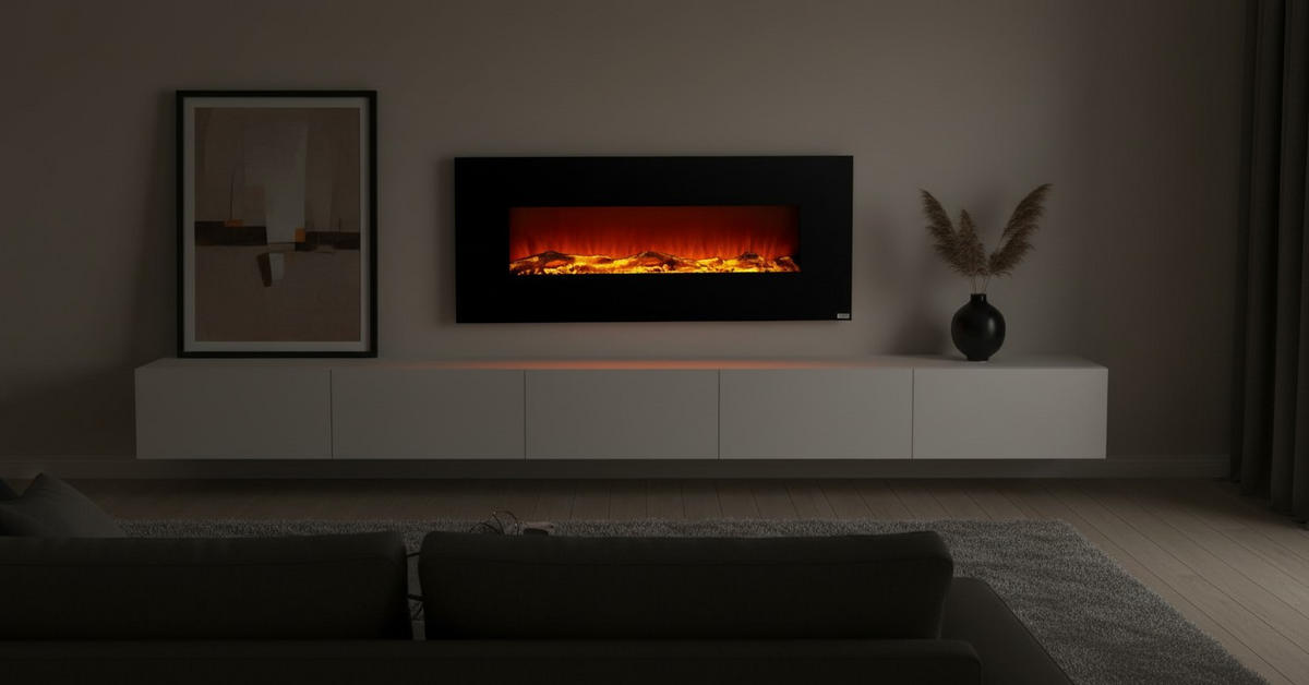 ELEKTROKAMIN - Schwarz, Design, Glas/Kunststoff (128/55/14cm) - Xora