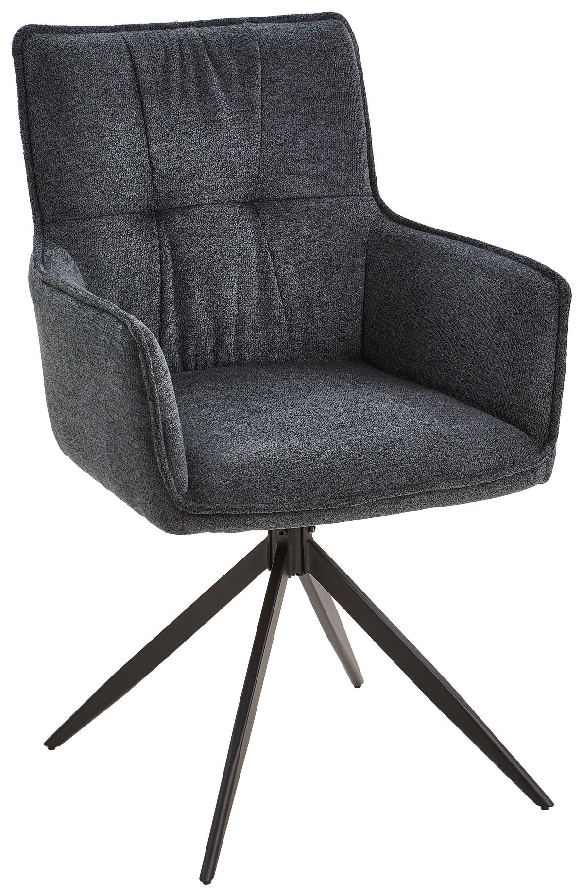 ARMLEHNSTUHL Eisen Mikrofaser  - Dunkelgrau/Schwarz, Modern, Holz/Textil (58/94/61cm) - Livetastic