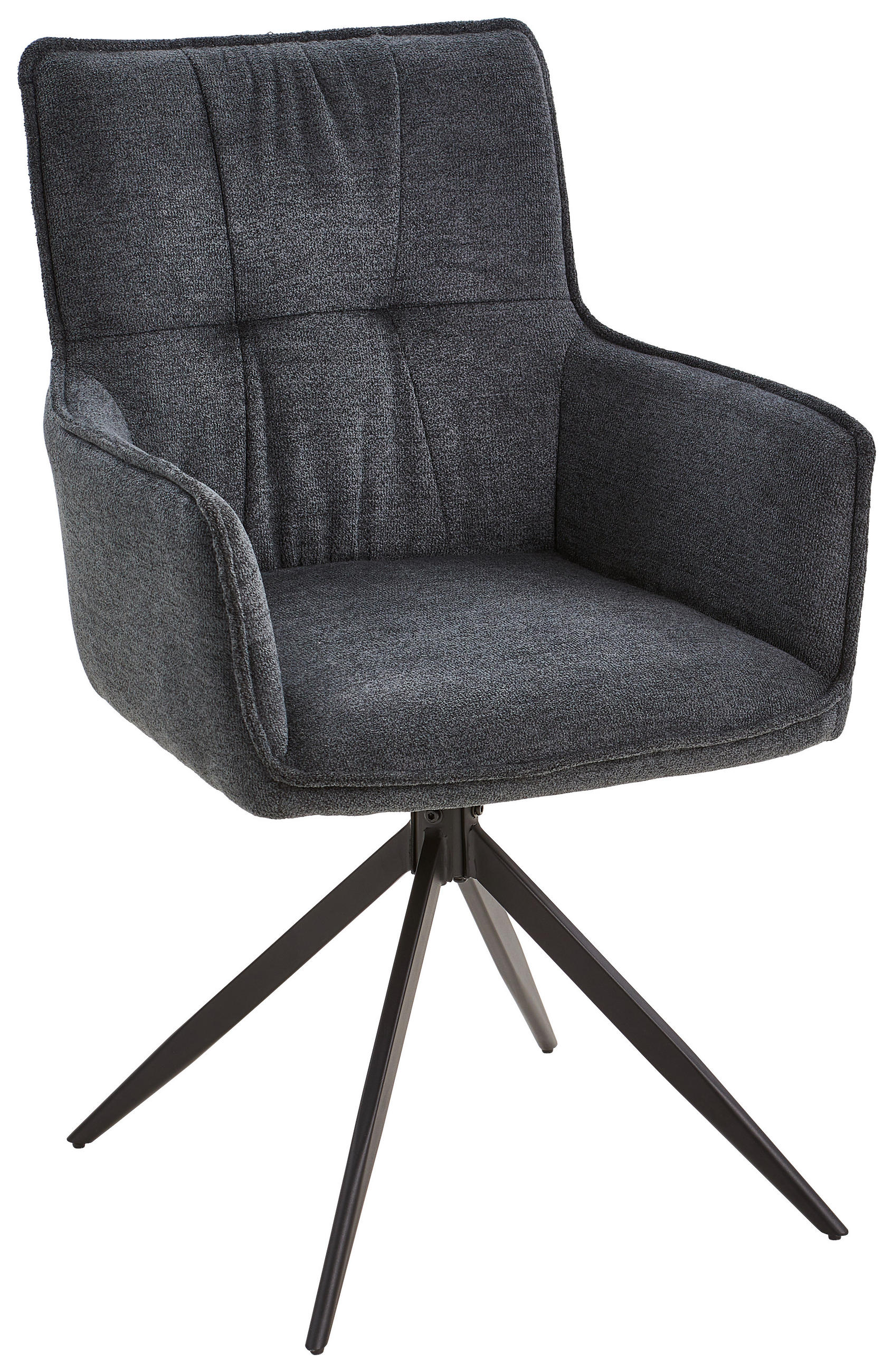 Scaun Cu Brațe din lemn, metal, textil, gri închis