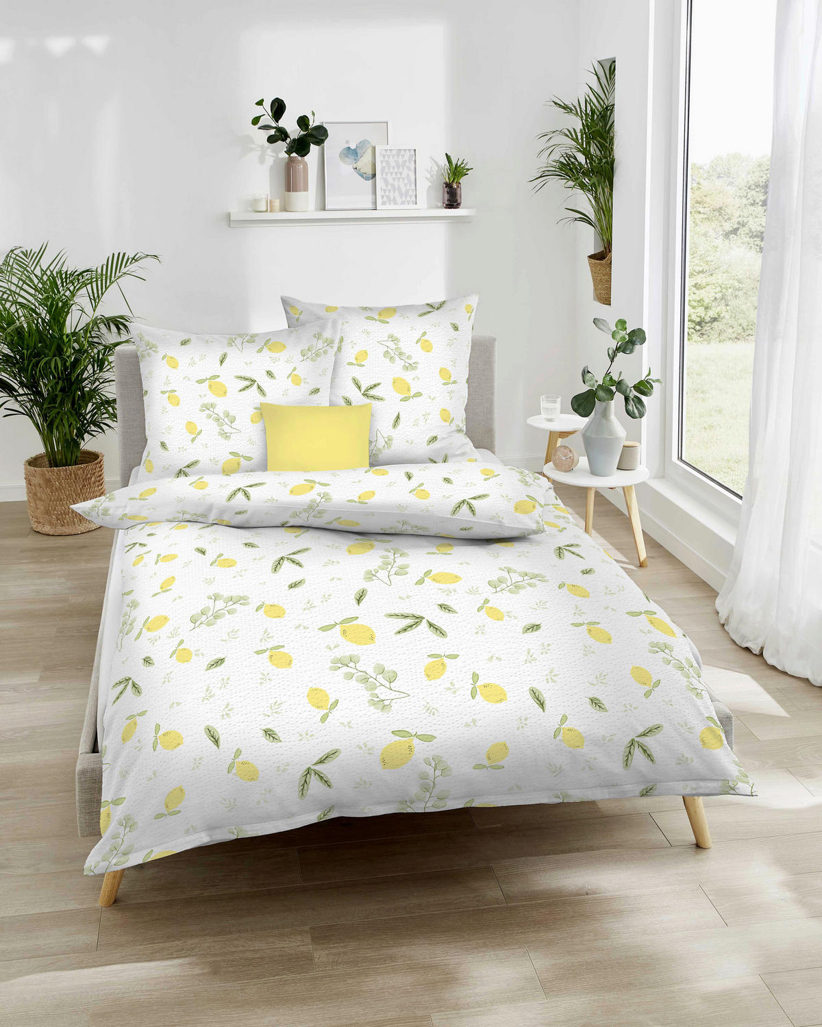 POSTELJNINA Zitronen 140/200 cm mečkanka svetlo rumena  - svetlo rumena, Konvencionalno, tekstil (140/200cm) - Kaeppel