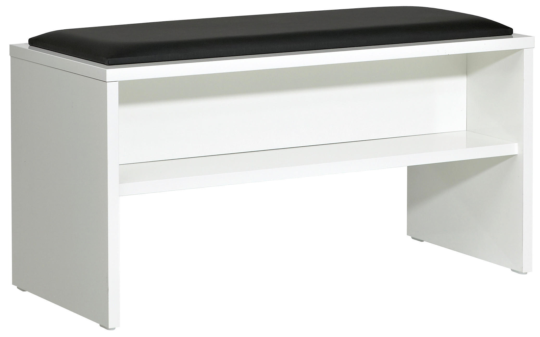 SITZBANK Holzwerkstoff Schwarz, Weiss  - Weiss/Schwarz, Basics, Holzwerkstoff/Textil (90/48/40cm) - Sadena