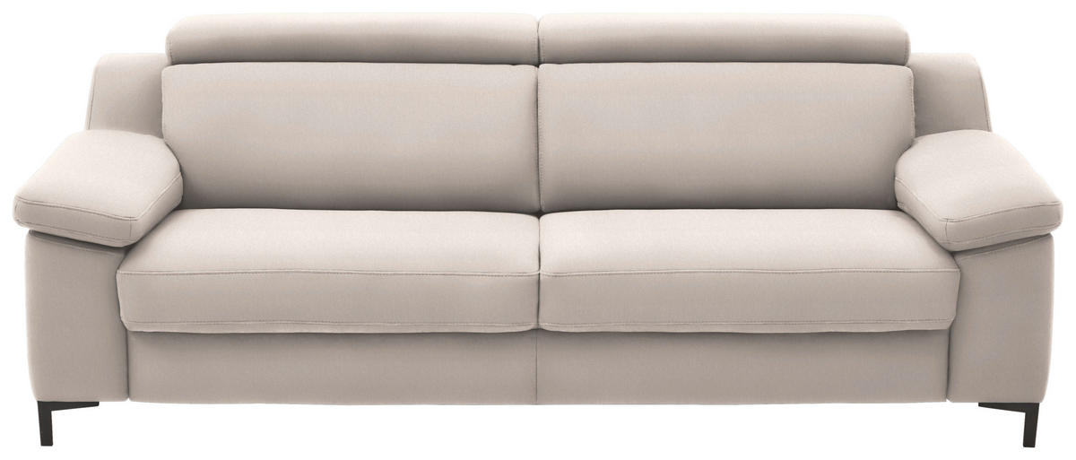 3-SITZER-SOFA in Chenille Beige  - Beige/Schwarz, Design, Textil/Metall (230/104/104cm) - Valdera