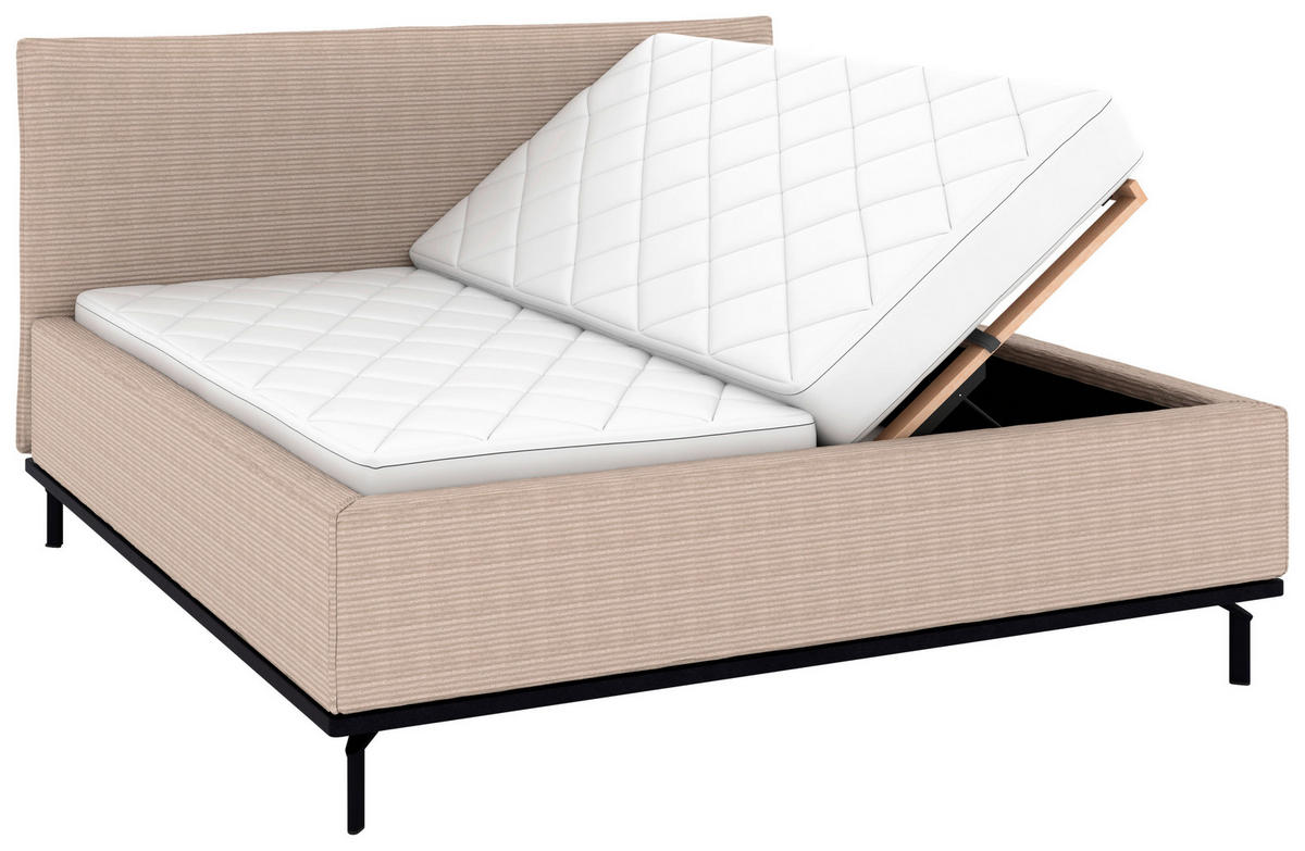 POLSTERBETT Matratze, Lattenrost, Bettkasten 180/200 cm  in Taupe  - Taupe/Graphitfarben, Design, Holz/Textil (180/200cm) - Musterring