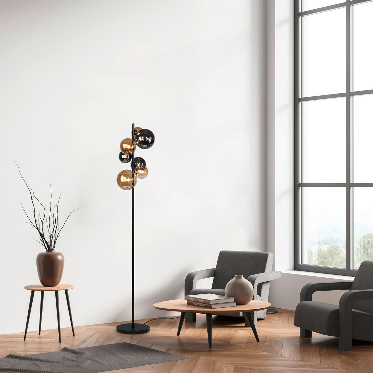 STOJACIA LED LAMPA, 35/35/155 cm - čierna, Trend, kov/plast (35/35/155cm)