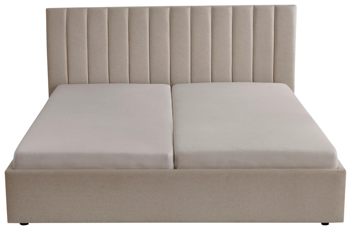POLSTERBETT 180/200 cm  in Beige  - Beige/Schwarz, Design, Holz/Textil (180/200cm) - Boxxx