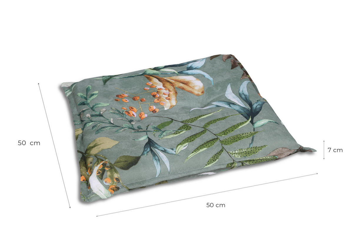 GARTENSITZKISSENSET Blätter  - Graublau/Braun, Basics, Textil (50/7/50cm)