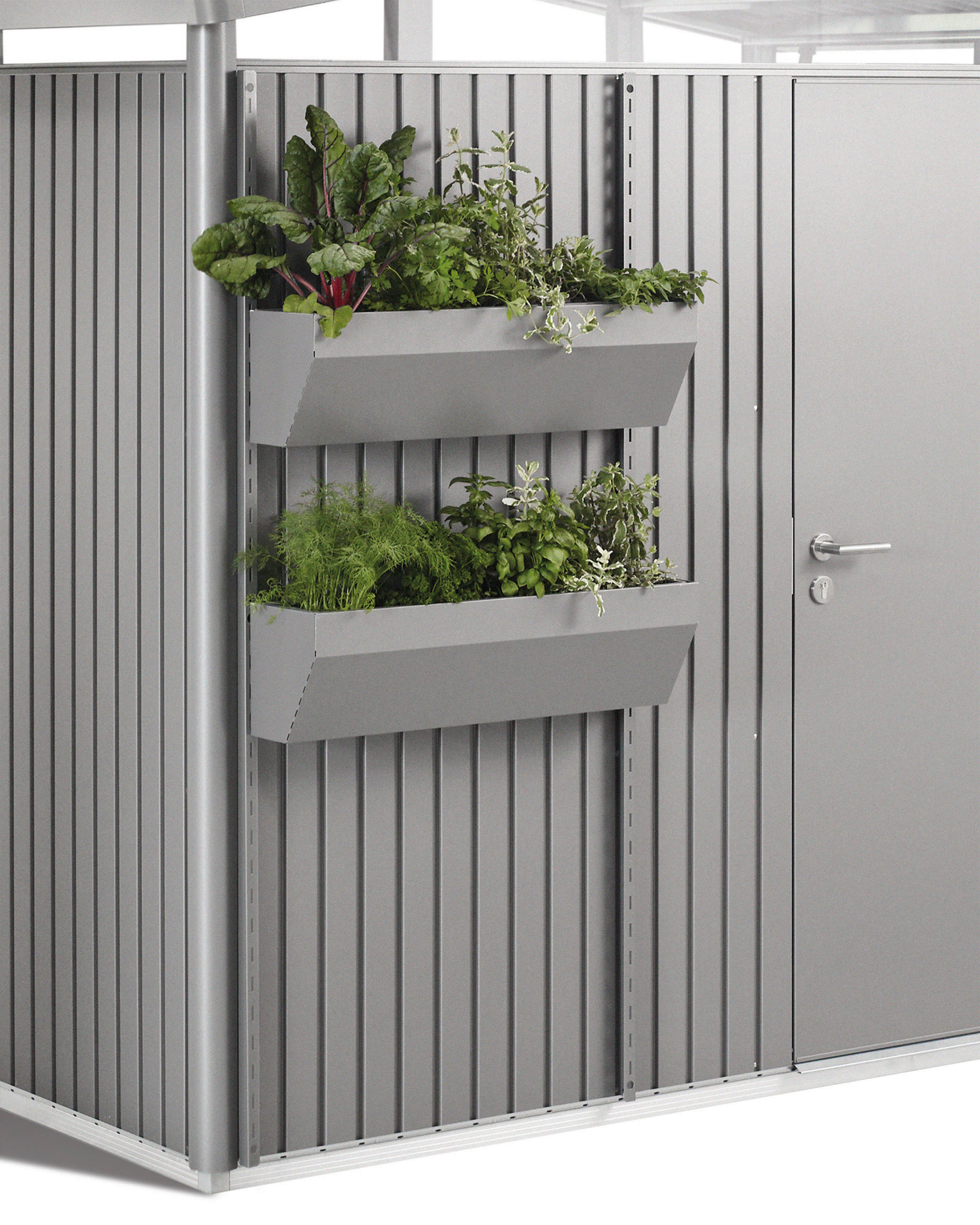 BLUMENKASTEN-SET  - Silberfarben, Design, Kunststoff/Metall (82/188/25cm) - Biohort
