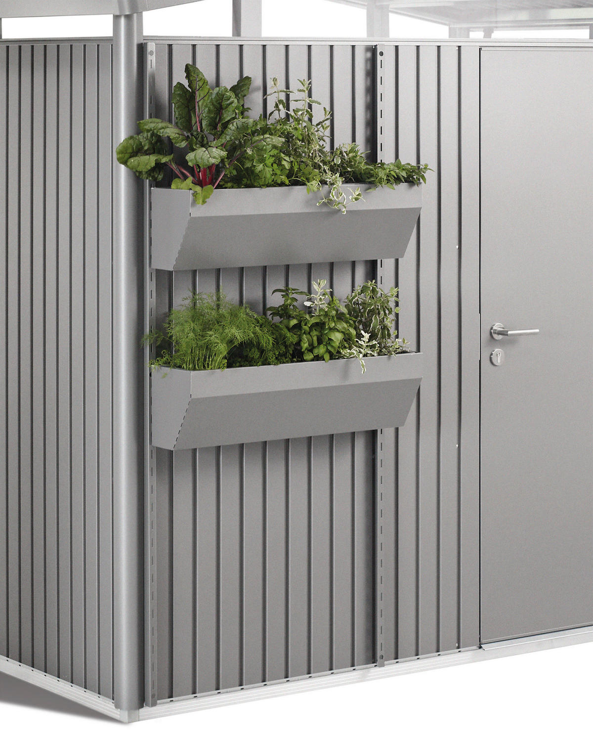 BLUMENKASTEN-SET - Silberfarben, Design, Kunststoff/Metall (82/188/25cm) - Biohort