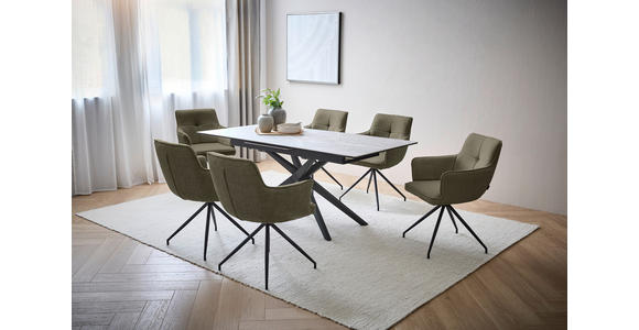 ARMLEHNSTUHL  Stoffauswahl, Sitzfläche 180° drehbar Webstoff  - Schwarz/Grün, Design, Textil/Metall (58/84/62,5cm) - Novel