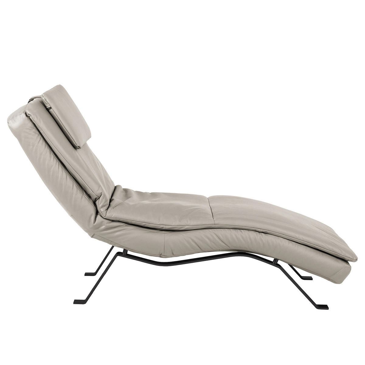 RELAXLIEGE Echtleder Platinfarben  - Platinfarben/Schwarz, Design, Leder/Metall (65/95/171cm) - Celina Home