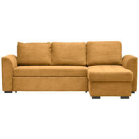 ECKSOFA in Cord, Velours Currygelb  - Currygelb/Schwarz, Design, Kunststoff/Textil (155/243cm) - Xora