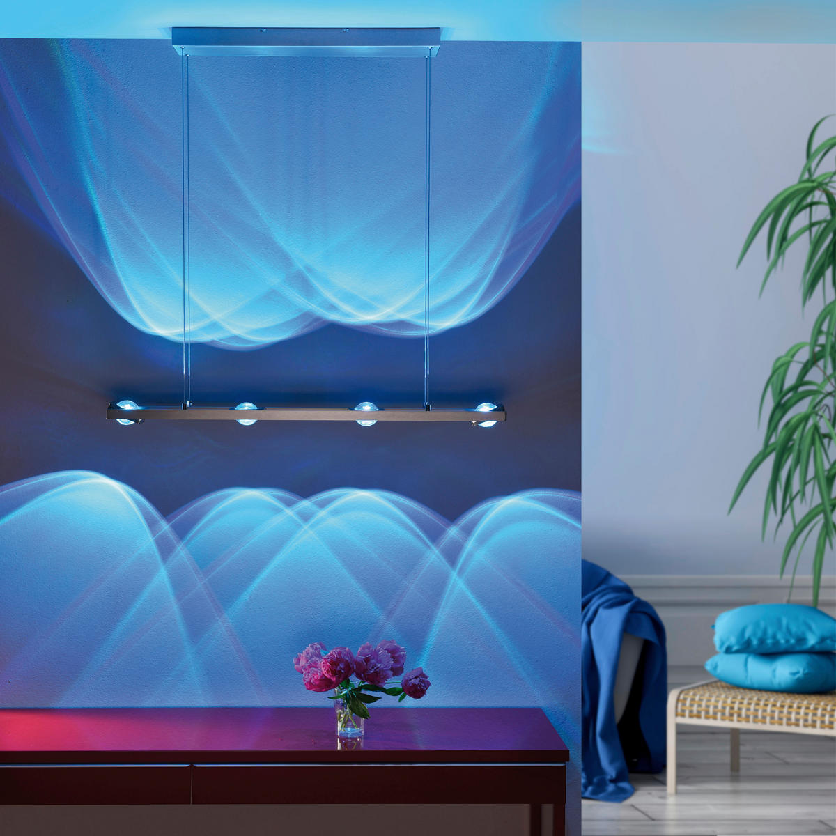 LED-HÄNGELEUCHTE  99/16,5/120 cm    - Edelstahlfarben, Design, Glas/Kunststoff (99/16,5/120cm) - Just Light