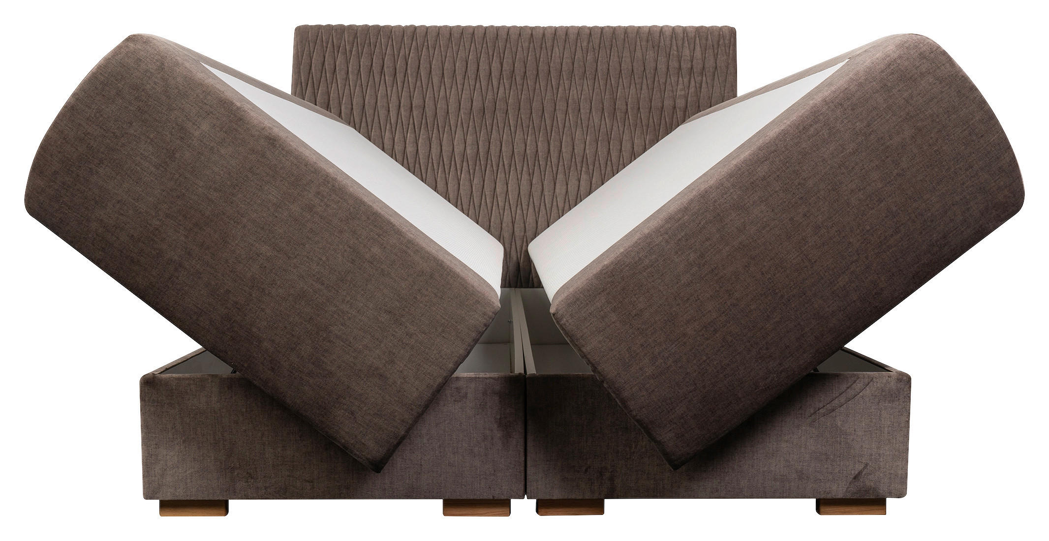 BOXSPRING-ÁGY - natúr színű/barna, Basics, textil/fa (160/200cm) - Carryhome