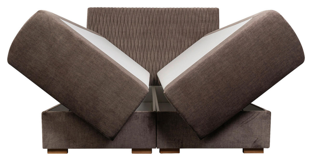 BOXSPRING-ÁGY - natúr színű/barna, Basics, textil/fa (160/200cm) - Carryhome