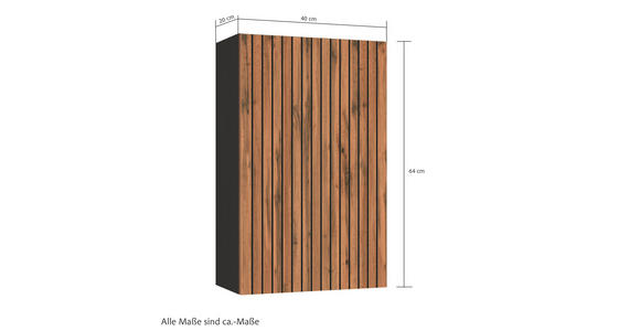 HÄNGESCHRANK 40/64/20 cm  - Eiche Wotan/Graphitfarben, Natur, Holzwerkstoff (40/64/20cm) - Xora